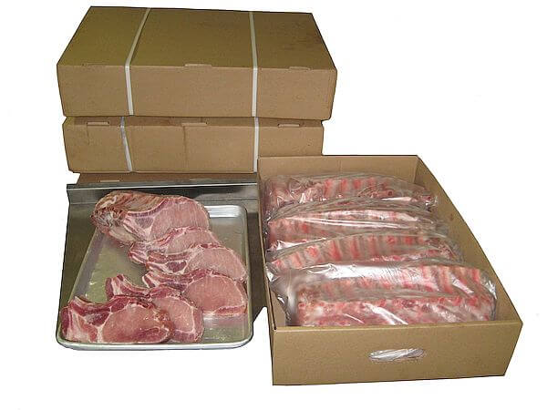 Мясо в магазинной и транспортной упаковке из гофрокартона