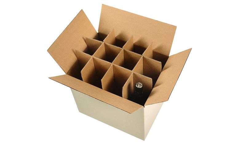 Коробка из гофрокартона со вставной сеткой для транспортировки алкоголя